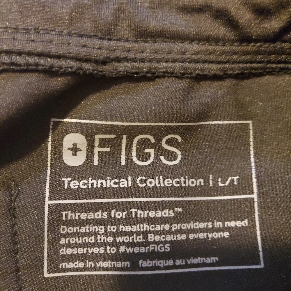 FIGS Black Zamora Jogger Scrub Pants Womens Size L/T Tall Technical Collection